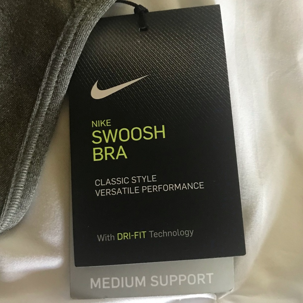 NWT Nike Swoosh Dri-Fit Sports Bra Charcoal Gray - Picture 9 of 10